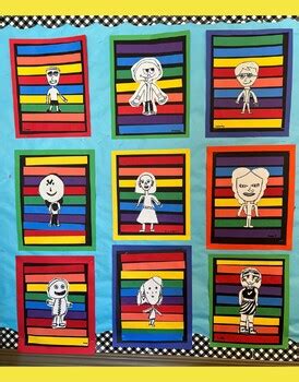 Easy Prep Striped Self Portrait Art Project by Thank a Teacher | TPT