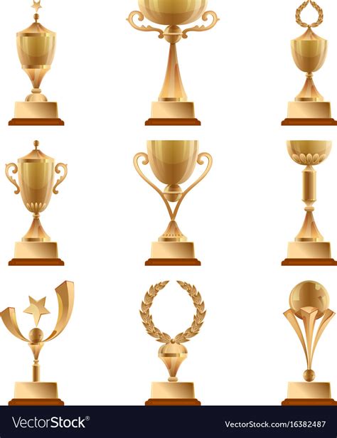 Golden trophy collections sports award Royalty Free Vector