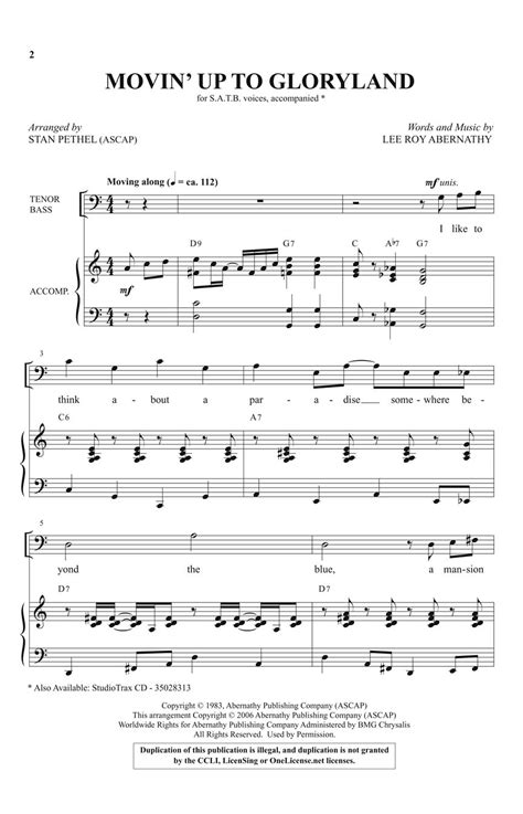 Movin' Up To Gloryland Sheet Music by Stan Pethel (SKU: 35028312 ...