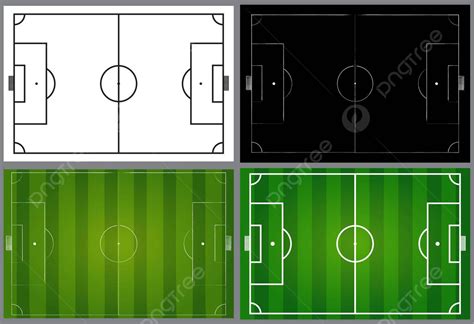 Vector Soccer Field Set With Blackwhite Pitch And Green Grass Vector ...