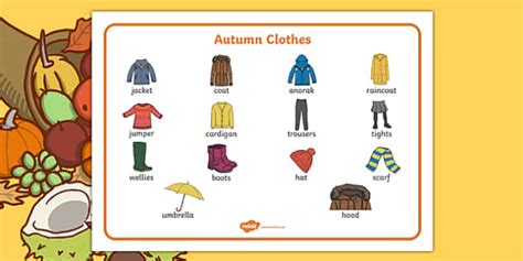 Autumn Clothes Word Mat (teacher made) - Twinkl