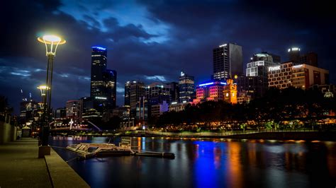 Desktop Wallpapers Melbourne Australia Night Rivers Street 3840x2160