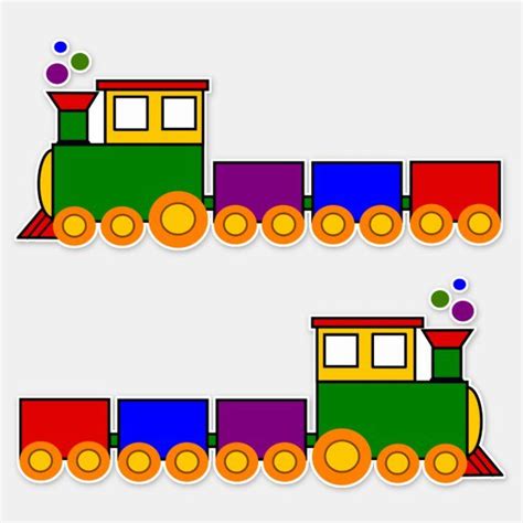 Primary Colors Wooden Toy Train Sticker - DIY Crafts