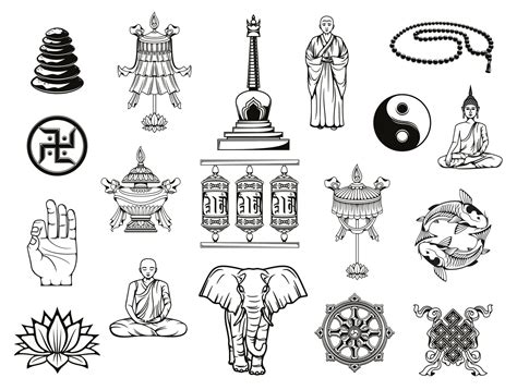 Buddhism religion symbol, Buddha, ying yang, lotus 16544446 Vector Art ...