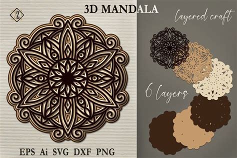 Mandala 3D Layered Mandala SVG File - Etsy