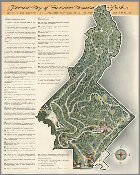 Pictorial map of Forest Lawn Memorial - Park, Glendale, California ...