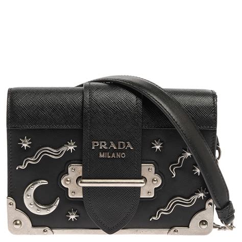 Prada Black Saffiano Leather Astrology Celestial Cahier Crossbody Bag ...