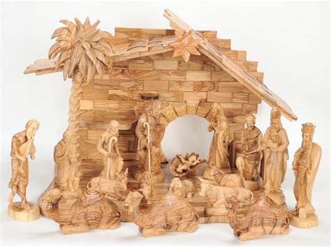 Large Hand Carved Olive Wood Nativity Scene Set .:. Holy Land Treasures USA .:. Large Hand ...