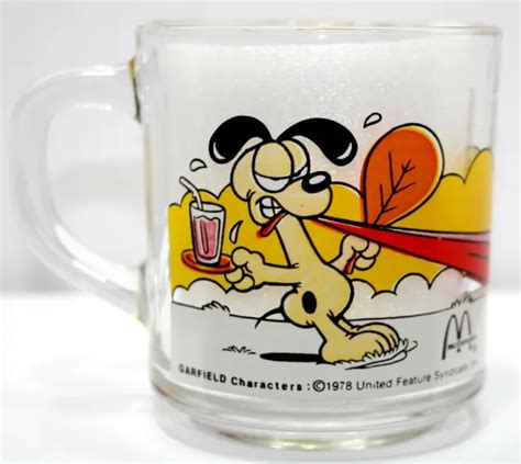 VINTAGE 1978 - Garfield Odie McDonalds Clear Glass Coffee Mug Cup - Jim Davis $6.00 - PicClick