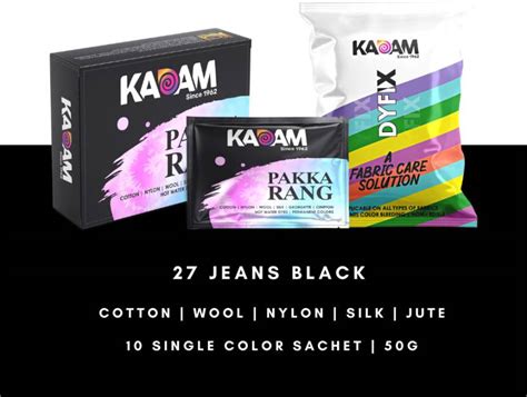 KADAM Fabric Dye Colour, Shade 27 Jeans Black, Pack of 10 Single Color ...