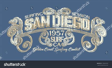 San Diego Surfing Company - Vintage Vector Artwork For Boy T Shirt In ...