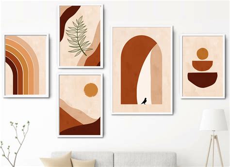 Wall Art Set of 5 Abstract Boho Art Set of 5 Prints Bundle - Etsy ...