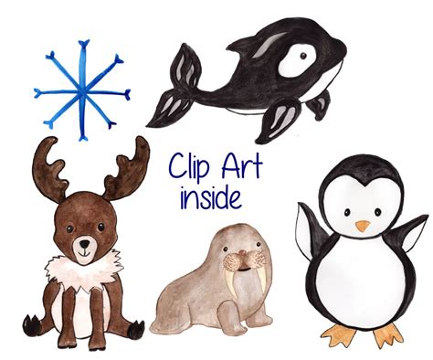 Winter Animals Clipart and Papers: winter DIGITAL - Etsy