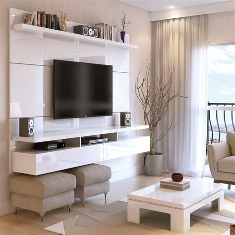 City 2.2 White Gloss Floating Wall Theater Entertainment Center by ...