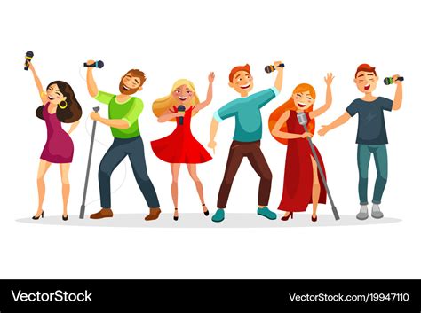 Group of young people singing and dancing with Vector Image