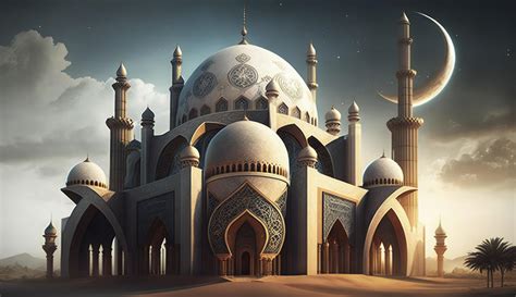 illustration of amazing architecture design of muslim mosque ramadan kareem, islamic ...