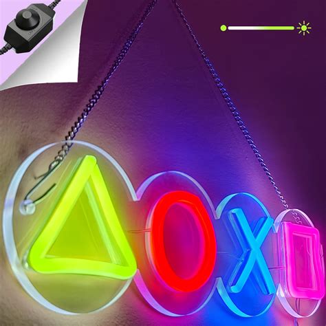 Buy DIMMABLE Gaming Playstation Icons - Neon Sign for Gamer Room Decor | LED Sign Lights USB ...