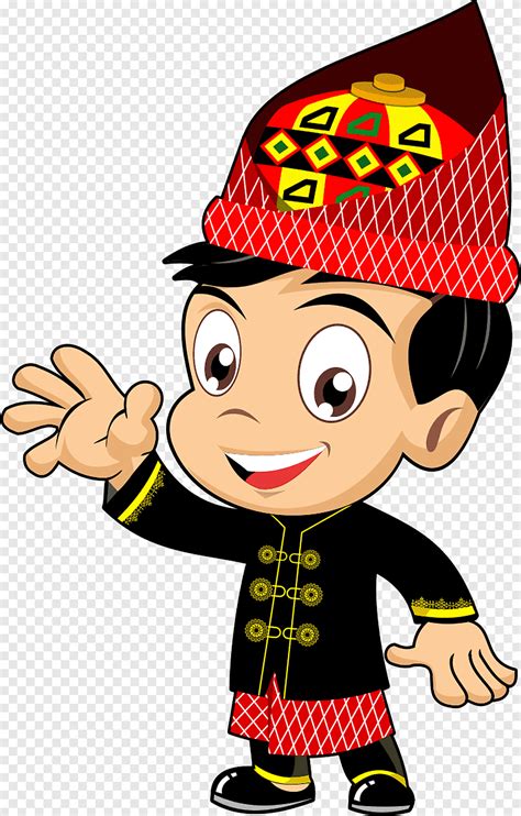 Anak laki-laki dengan ilustrasi topi merah, Kartun Animasi Rumah Aceh ...