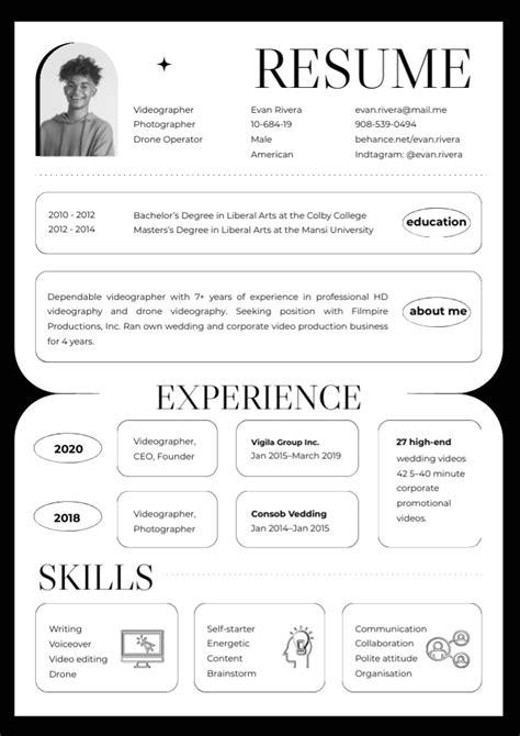 Videographer's Professional Skills Online Resume Template - VistaCreate