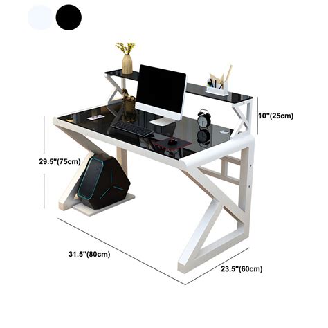 Contemporary Glass Computer Desk Cable Management Rectangular Gaming ...