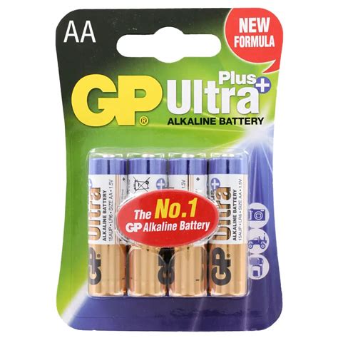 GP Batteries Ultra Plus Alkaline AA Batteries | Pack of 4 - Cell Pack ...