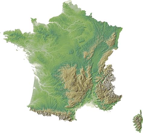 Fond de carte de la France: le relief - Pacha cartographie