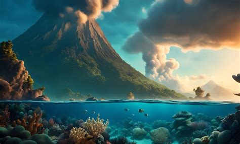 Premium Photo | Underwater Volcanoes in the Ocean Floor