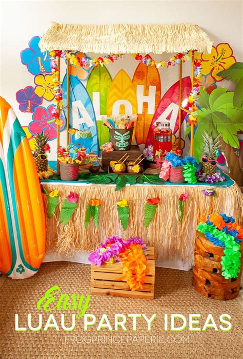 Easy Luau Party Ideas and Tiki Bar Set Up - Frog Prince Paperie