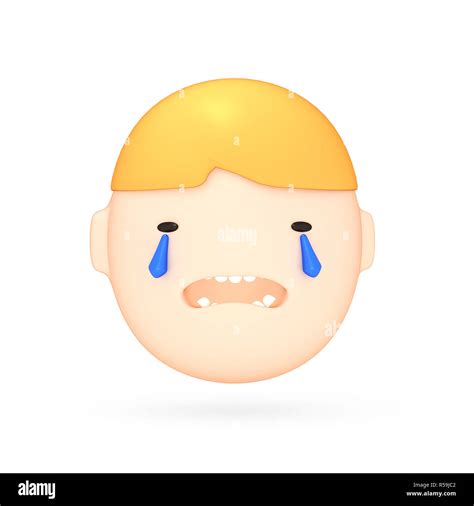 3D render illustration. Face with tears of joy emoji on white background Stock Photo - Alamy