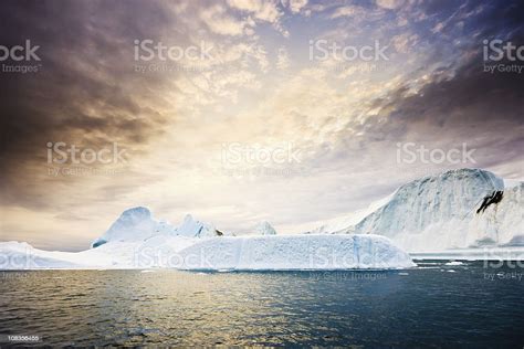 Dawn North Pole Icebergs Greenland Artic Stock Photo - Download Image ...