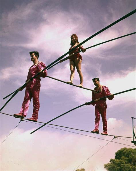 View of the Flying Wallendas daredevil circus act during practice in Sarasota, Florida.