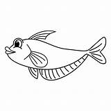 Cute fish cartoon coloring Page Illustration Vector For Kids  sketch template