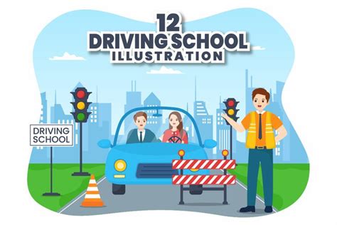 12 Driving School Illustration