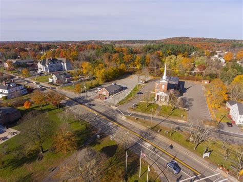 Tewksbury Town Center Aerial View, MA, USA Stock Image - Image of fall, clock: 159561543