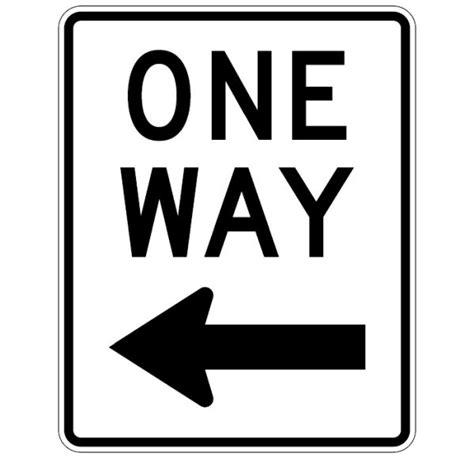 One Way Left Arrow Traffic Sign R6-2L size 24x18