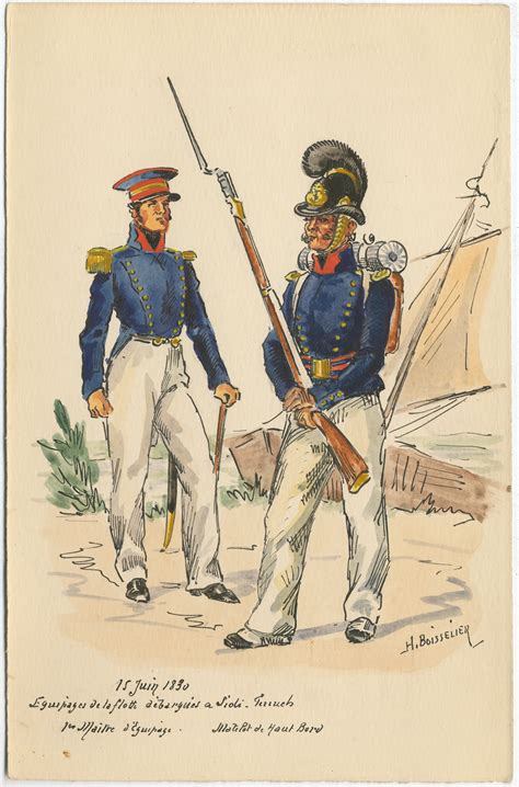 French; Naval Shore Detachment, Officer and Senior Matelot, 14th June 1830 by H.Boisselier ...