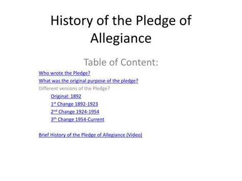 PPT - History of the Pledge of Allegiance PowerPoint Presentation, free download - ID:2195070