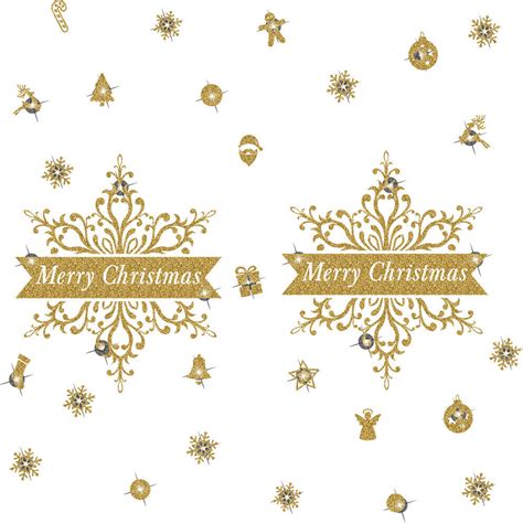 Christmas Golden Wall Stickers Christmas Wall Decals - 3D Wall Stickers