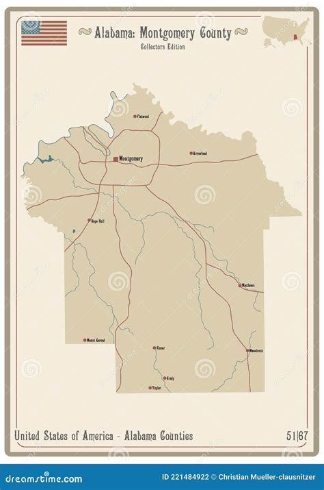 Map of Montgomery County in Alabama Stock Vector - Illustration of alabama, american: 221484922