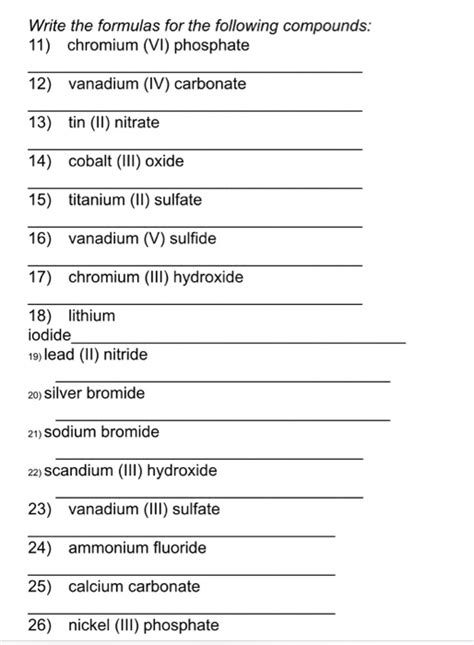 Solved Write the formulas for the following compounds: 11) | Chegg.com