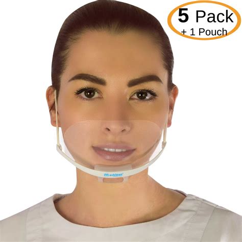 Masklean Clear Transparent Sanitary Mask Anti-Fog Face Mouth Shield Spit Guard Reusable (1 Box ...