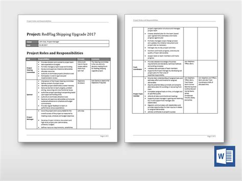 Project Management Roles And Responsibilities Template