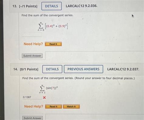 Solved Find the sum of the convergent series. | Chegg.com