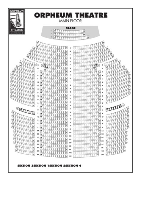 Orpheum Theatre Seating Chart printable pdf download