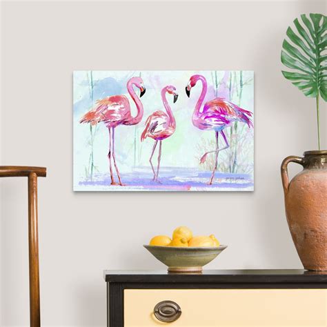 Pink Flamingo Trio Canvas Wall Art Print, Flamingo Home Decor | eBay