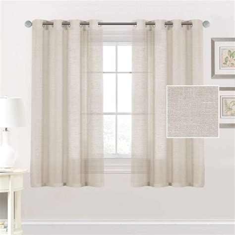 H.VERSAILTEX Linen Semi Sheer Curtains Window Treatment Linen Curtain Drapes for Living Room (2 ...