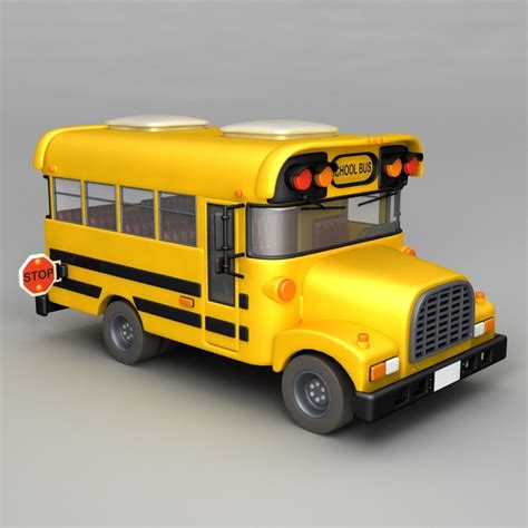 cartoon school bus 3d model