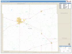 Ford County, KS Median Household Income Zip Code Wall Map by MarketMAPS