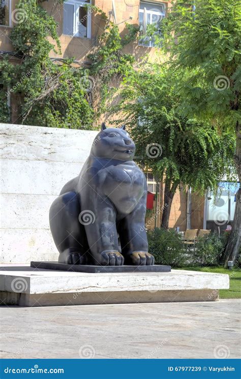 Sculpture of the Famous Colombian Sculptor Fernando Botero a Black Cat ...