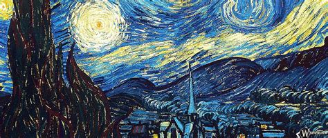 Vincent van gogh, the starry night, oil, canvas dual wide background, Van Gogh Paintings HD ...